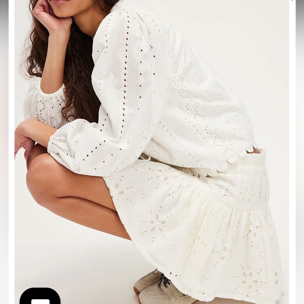 Free People White Eyelet Mini Skirt - Picture 2 of 5
